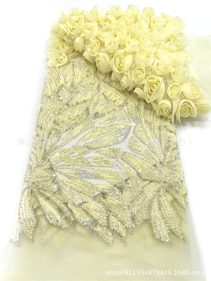 Fabricante explosivo 3D tridimensional tela bordada nicho de diseño hermoso de alta fijación tela de vestido de cabina image 8
