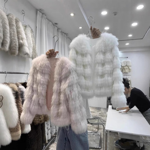 25 Winter New Trendy Beaded Sequin Mink Fur Coat for Women with Tassels and Fox Fur Trim, Young Style