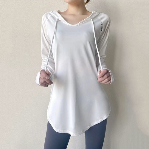 Women's Loose and Slimming Yoga Hoodie for Spring and Autumn, Large Size, Long Sleeve Sports Top with Hood