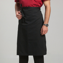 思捷厨师半身围裙餐饮男烘焙饭店厨房女黑色半截防水帆布工作