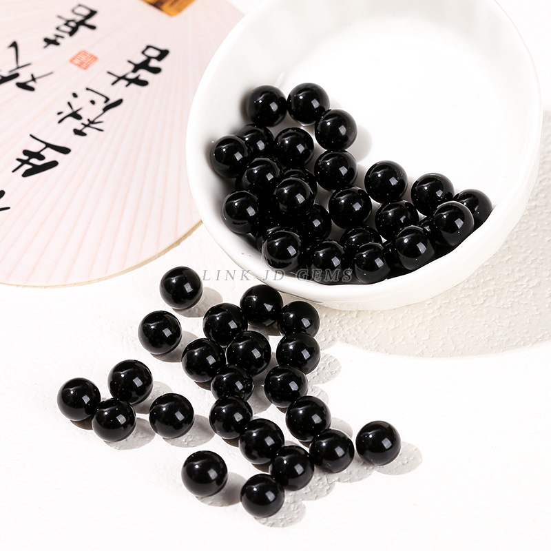 Jingdian jewelry natural obsidian non-porous beads diy jewelry accessories loose beads round beads semi-finished products accessories wholesale