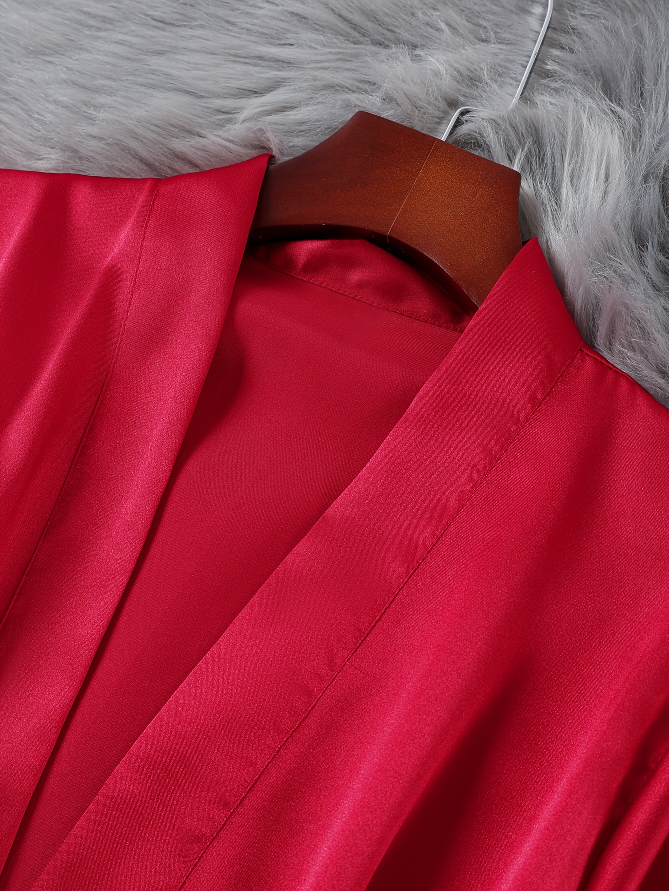 GraceChic GraceChic Cross-Border Home European And American Style Thin Sexy Women's Lace-Up Robe Simple Cardigan Sleepwear Ice Silk Bathrobe_voghion.com