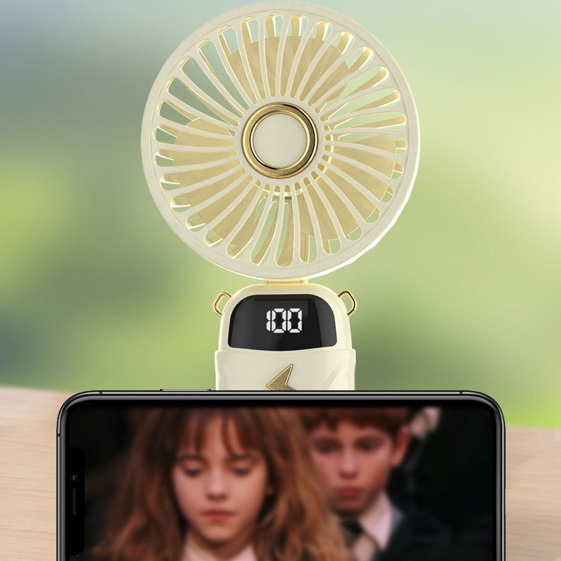Ventilador de Mano Recargable USB, Regalo Personalizado, Portátil, Alta Potencia de Viento, Silencioso, con Pantalla Digital, Batería de Larga Duración