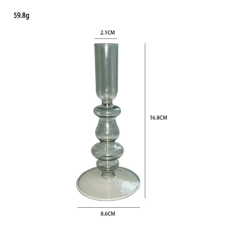 Candelabro de Vidrio Estilo Europeo, Adornos Soplados, Decoración Retro para el Hogar, Vela Aromática Simple, Creatividad Artesanal