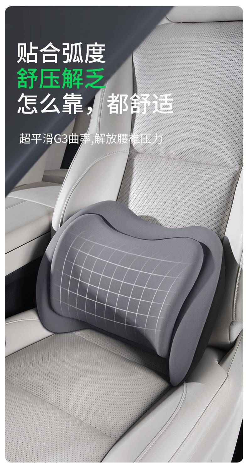 Car Headrest and Lumbar Support Cushion with Dual Pressure Relief, Electric Massage, Neck Protection, Heating, Slow Rebound, and Fatigue Relief