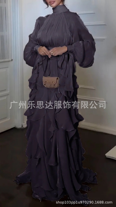 25夏対外貿易アマゾン独立系婦人服フレンチエレガント社交家スタイルランタンスリーブウエストフェアリードレス|undefined