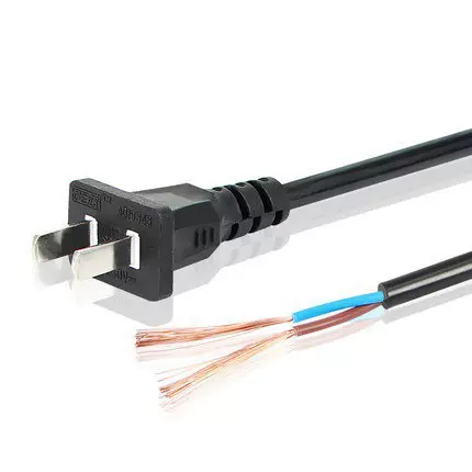 两芯新国标电源线半绝缘扁插连接线家用国标头尾部裸铜电源线插头