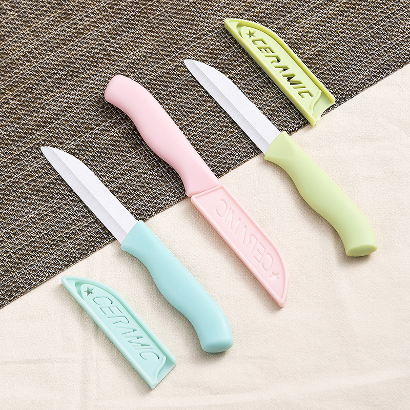 Yangjiang Manufacturer Ceramic Fruit Knife 3-inch with Handle Peeler Knife Dorm Fruit Knife Baby Food Knife Small Knife