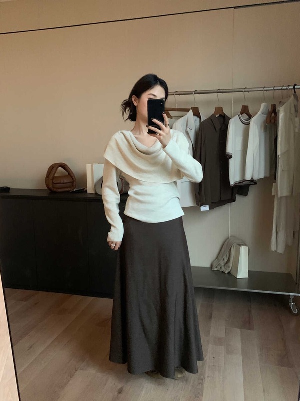 针织衫打底上衣+荡领披肩两件套女2025秋季套装设计感小众新款|undefined