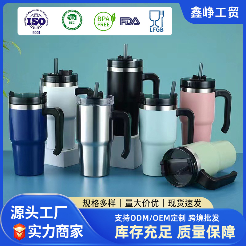 Nuevo 30z taza de coche con mango de gran capacidad paja helado taza Amazon 304 Acero inoxidable frío aislamiento taza