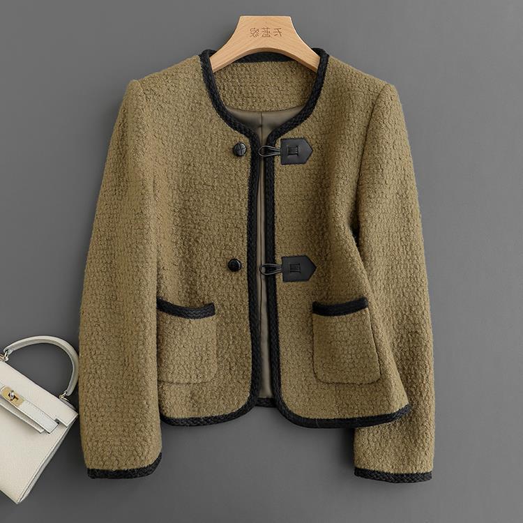 P14 No Returns or Exchanges, Elegant Fragrance~Wool Loop Yarn Straight-Cut Tweed Jacket for Women, New Autumn Style