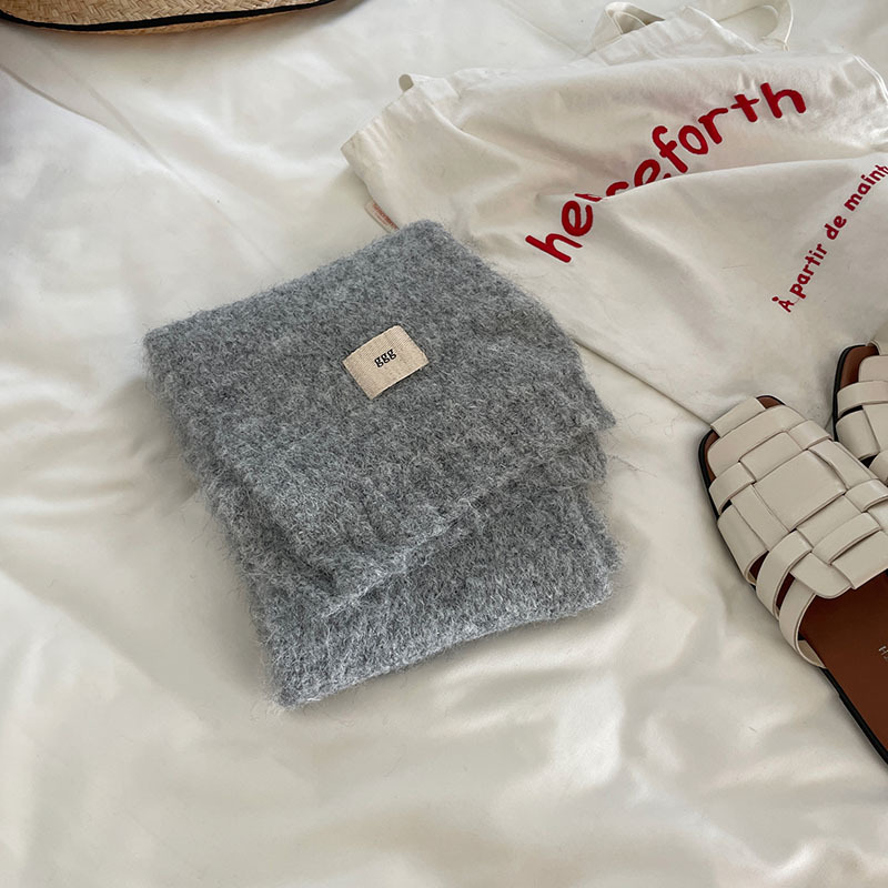 Contenant de la laine ~ Nouvelle écharpe en cachemire imitant un œuf gluant doux de couleur unie pour la chaleur hivernale en tricot de tempérament coréen_voghion.com
