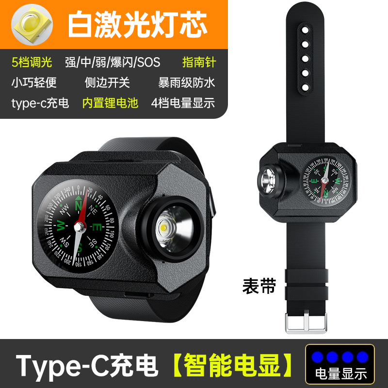 Luz de muñeca multifuncional transfronteriza luz de señal de bicicleta portátil al aire libre SOS advertencia USB carga luz de carrera nocturna