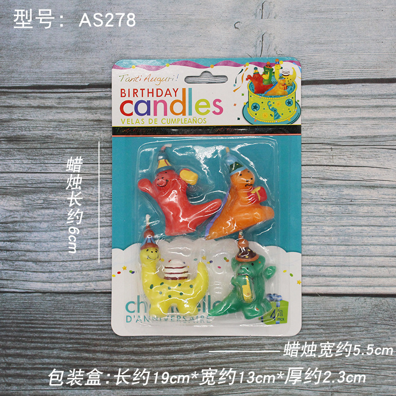 Vela de cumpleaños de dibujos animados al por mayor popular fiesta de flores oso dinosaurio donut cara sonriente vela de pastel para niños