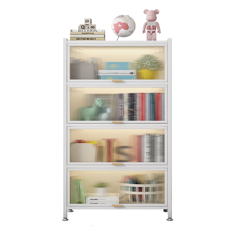 Estantería infantil para el hogar, librero con compartimentos, armario de almacenamiento a prueba de polvo, estantería de almacenamiento, estantería para sala de estar con puertas, estantería de acero para estudio.
