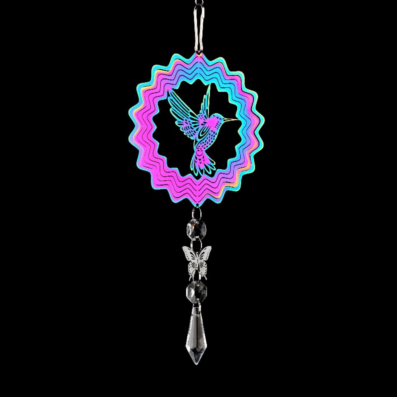 Оптовая продажа 3 дюйма 3D трехмерный металлический вращающийся колокольчик ветра украшение дома и сада цвет Колибри ветер кулон декоративные предметы