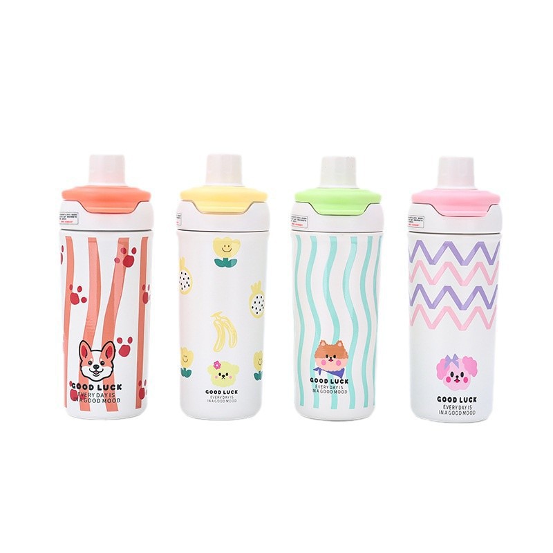 Nuevos dibujos animados 316 tazas de aislamiento de acero inoxidable de gran capacidad con tazas de té de doble bebida portátiles tazas de agua de paja