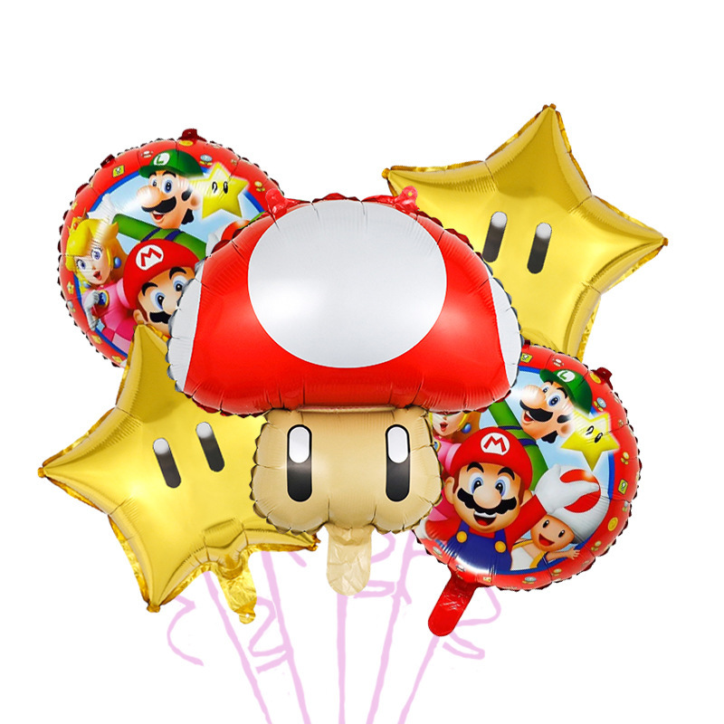Transfronterizo Mario modelado de globos de aluminio Mario tema juego de cumpleaños diseño de juguete decoración del partido papel de aluminio