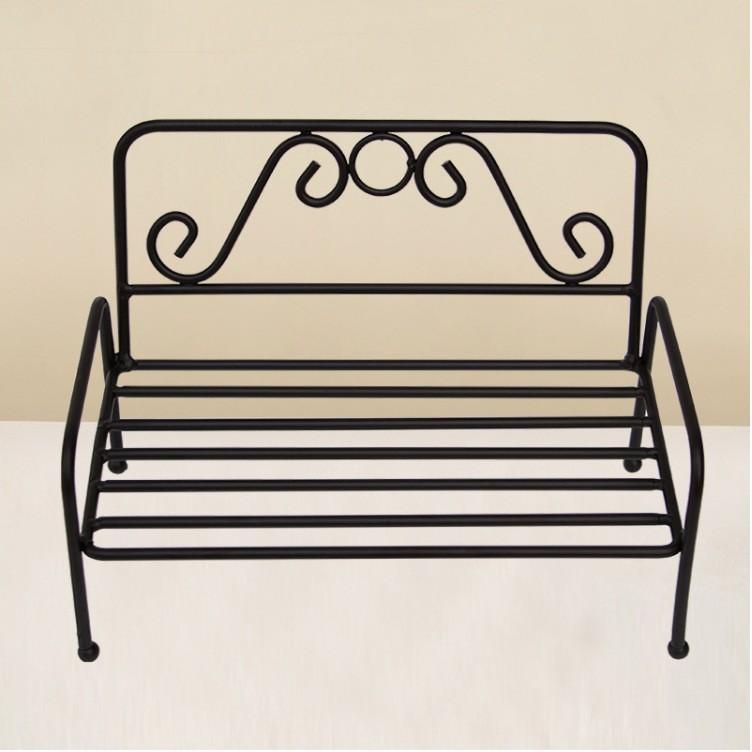 Chongchong Wrought Iron Small Chair-Shaped Flower Stand Decoration, Backrest Chair-Shaped Potted Plant Stand, Bonsai Base Seat Decoration