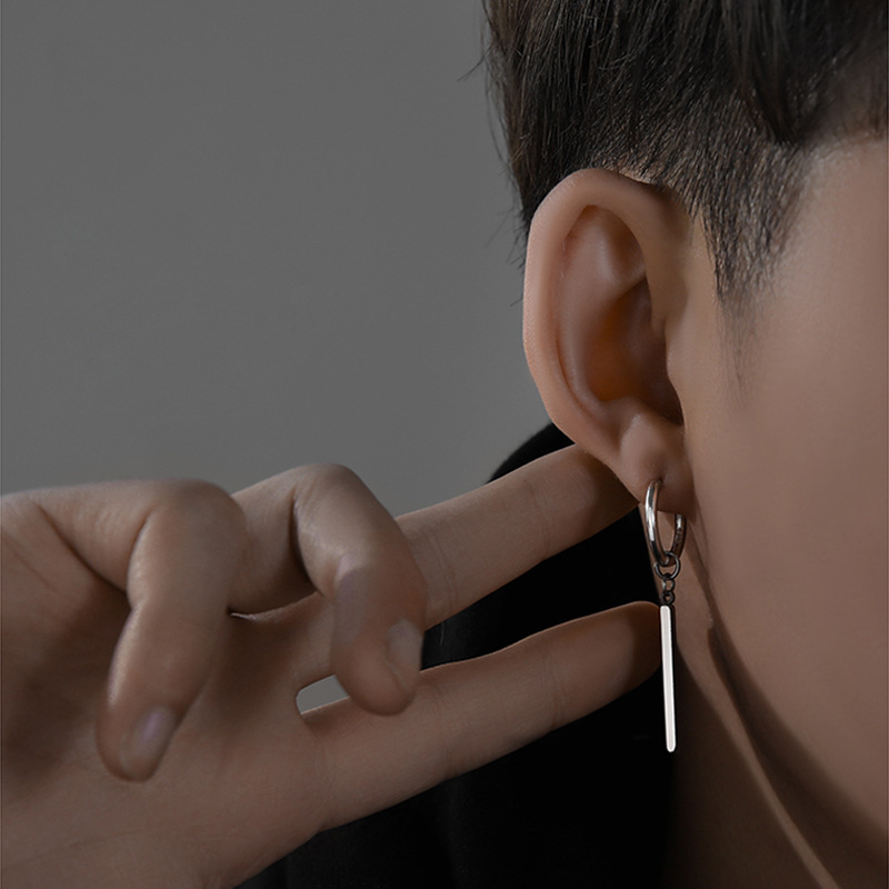 Stainless Steel Material Geometric Pattern 1 Piece Hip-hop Geometric Stainless Steel Plating Men's Drop Earrings