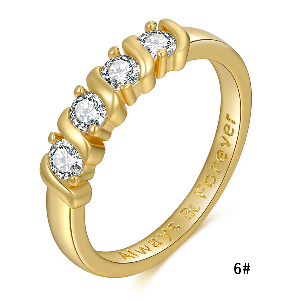 European And American Simple Style New Ring Zircon Ring Female Copper Plated 18k Gold Jewelry Spot display picture 4