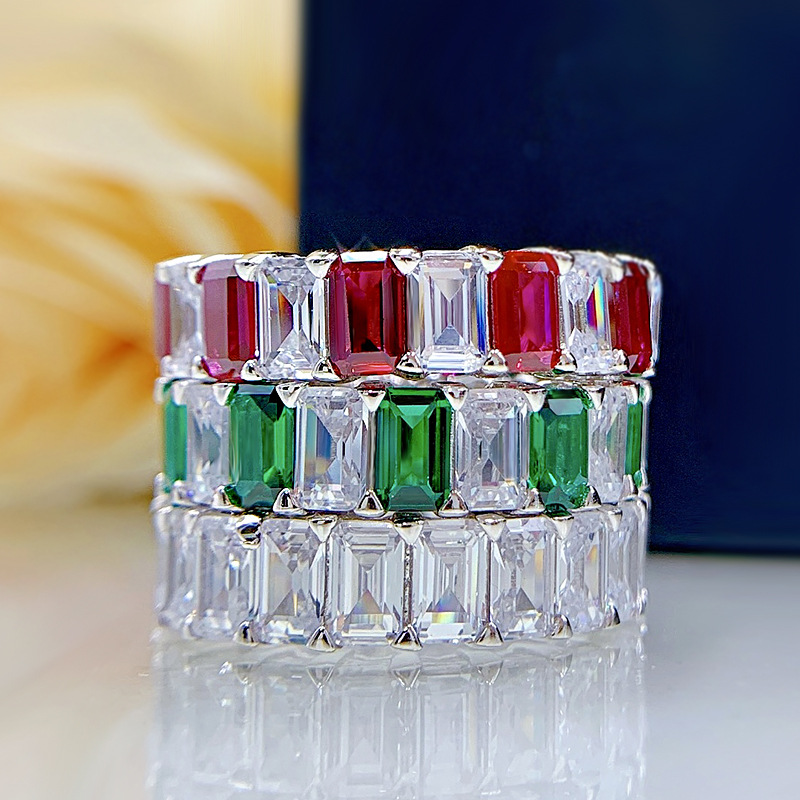 8g Weight Zircon Inlay Material Rings Classification 10, 5 Ring Size 1 Piece Quantity Wholesale Ig Style Artistic Polygon Color Block Sterling Silver Zircon Rings