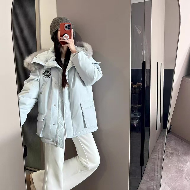 毛领派克棉服女款冬季高级感徽章工装棉衣立领连帽美式棒球服外套|undefined