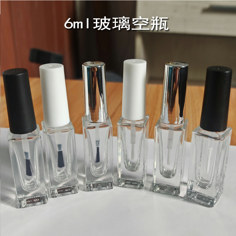 Nail art small sample bottle rectangular 6ml transparent glass vignetting liquid sub-packed empty bottle can be equipped with vignetting brush Nail art small sample bottle rectangular 6ml transparent glass vignetting liquid sub-packed empty bottle can be equipped with vignetting brush