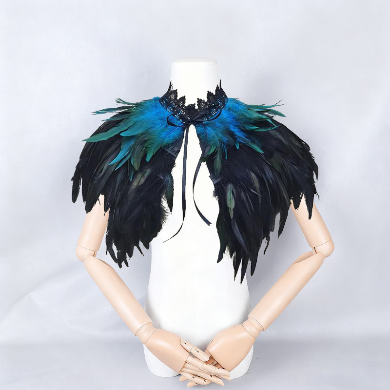 Challas de plumas, capa de lucha libre, baile de baile, chaleco de plumas, cuello falso, bib, capa de plumas gruesas, amazonas