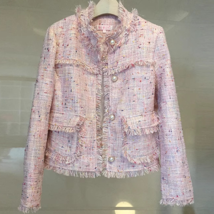 2026 Spring and Autumn New Style Elegant Lady's Youthful Fringed Tweed Chic Slim-Fit Short Jacket for Women