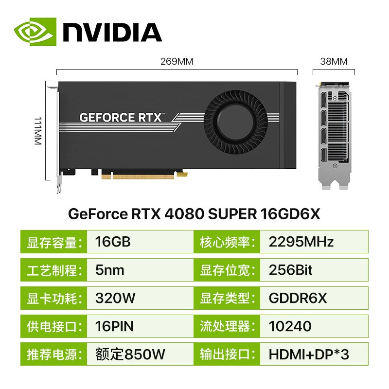 Серверная видеокарта RTX4080S 16G для вывода глубинного обучения, вычисление больших моделей, высокая точность рендера