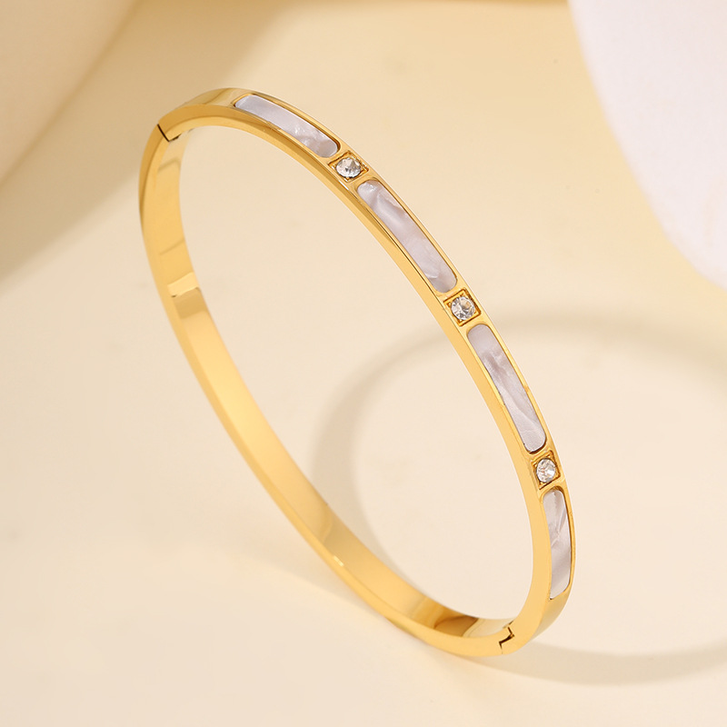 Brazalete de acero inoxidable conchas espaciadas brazalete de diamantes para niñas de alto nivel brazalete de oro rosa joyas de venta caliente transfronterizas