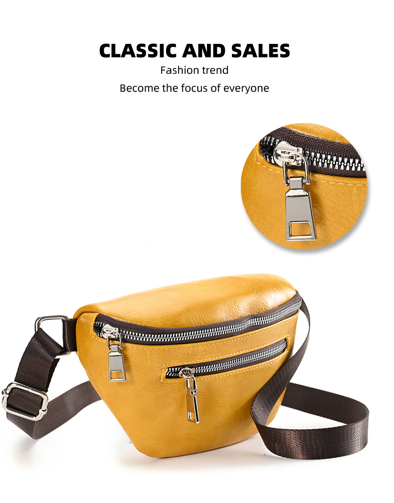 Polyester Lining Material Women's Fashion Solid Color Pu Leather Waist Bags