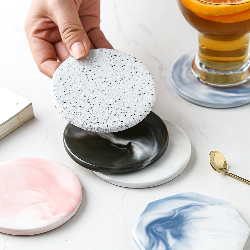 Nórdico marbling Coaster almohadilla de aislamiento de cerámica antideslizante Coaster fuego pintura sello almohadilla taza de té almohadilla de corcho