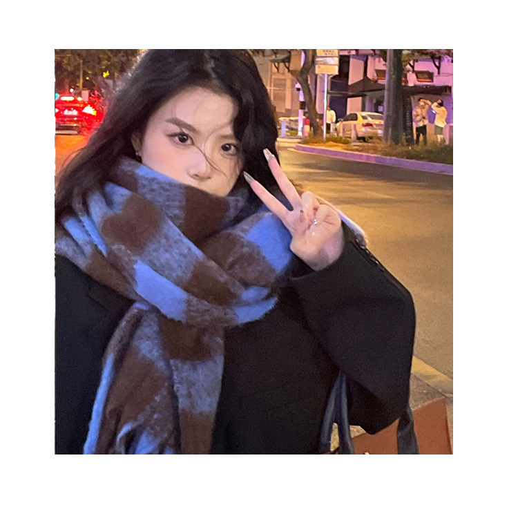 Scarf 2025 Autumn And Winter Women's High-end Winter New Imitation Cashmere Plaid Shawl_viptrois.com