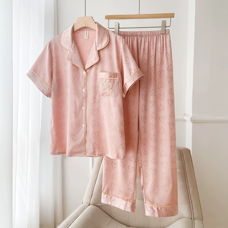 Летний ледяной шелк, женская пижама, женская любовь, печать высокого уровня