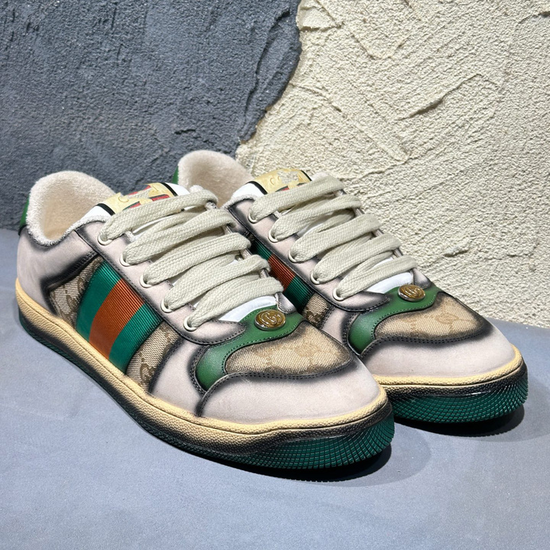 High-End Luxury Gucci Mac 80 Distressed Sneakers for Men, Vintage Casual Sports Shoes for Women, Gg Embroidery Gradient Fashion Sneakers