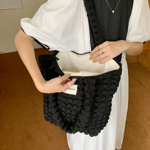 2755 Japanese style cloud bubble flower shoulder bag vest bag female student simple handbag canvas bag