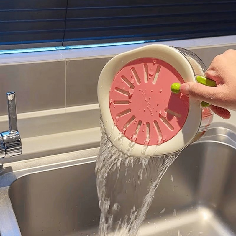 Lavabo de verduras, filtro de agua, canasta de drenaje, fruta de lavado linda, lavabo de verduras de doble capa, lavabo de drenaje de filtro, especial para el hogar con tapa