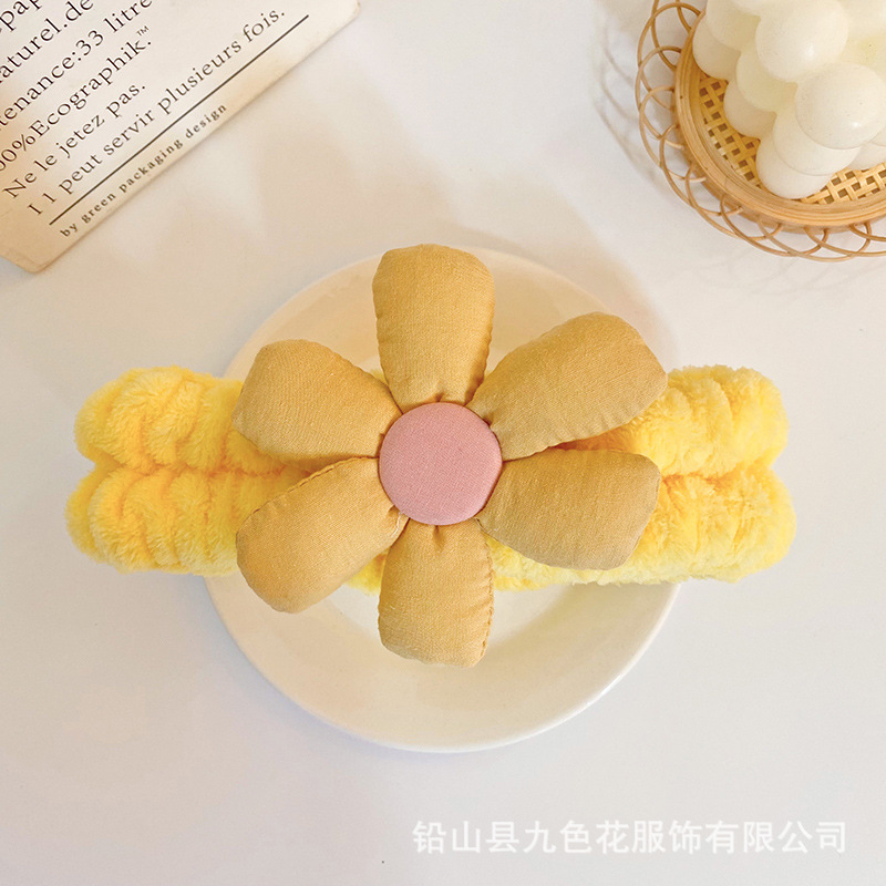 Estilo coreano creativo crisantemo flor banda de pelo Internet celebridad chica lavado de cara maquillaje lindo Super Hada diadema de punto accesorios para el cabello al por mayor