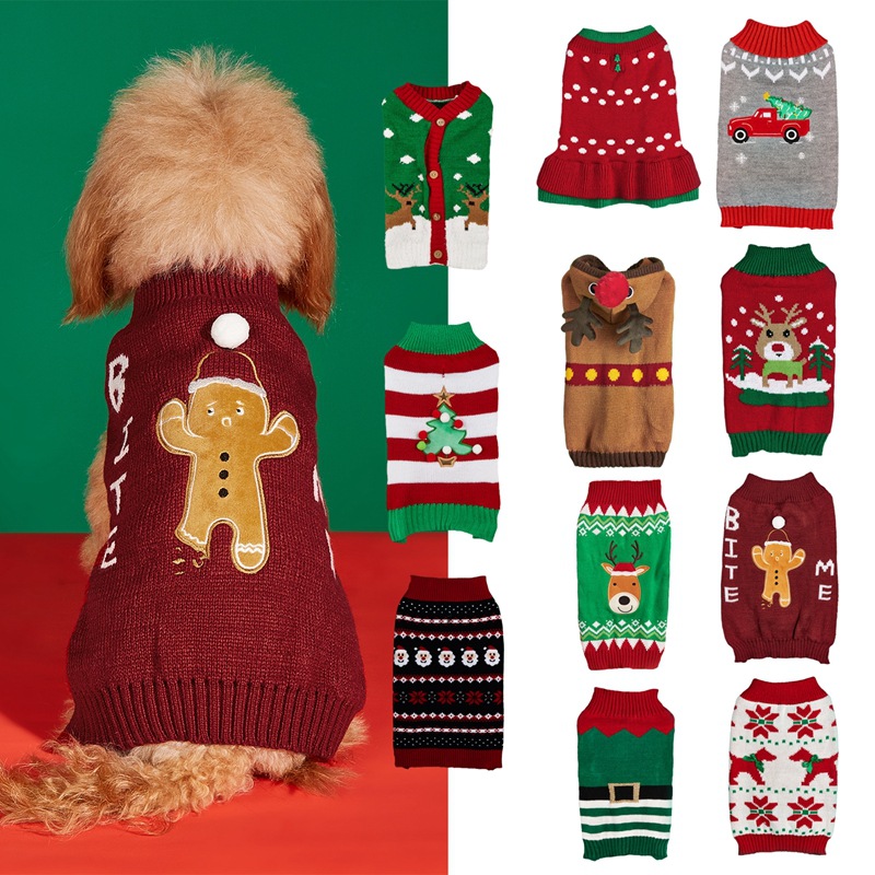 Weihnachtspullover für Haustiere, Weihnachtsbaum, Schneeflocke, Haustier_voghion.com