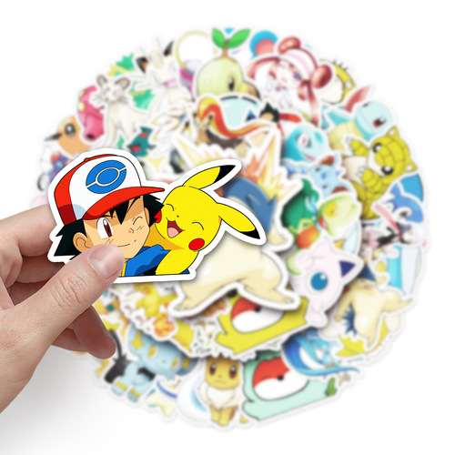 50 Sheets of Pokemon Cartoon Anime Graffiti Luggage Laptop Car Motorcycle Decorative Stickers 