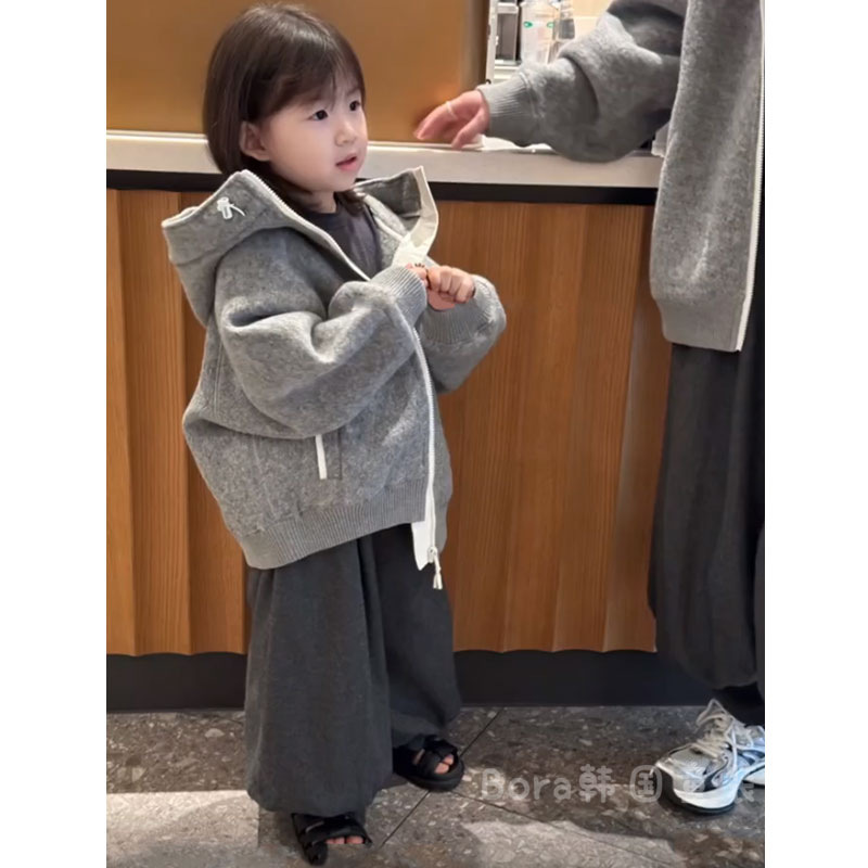 男童外套春秋款2025新款秋装洋气酷帅儿童灰色卫衣女童宽松上衣潮|undefined