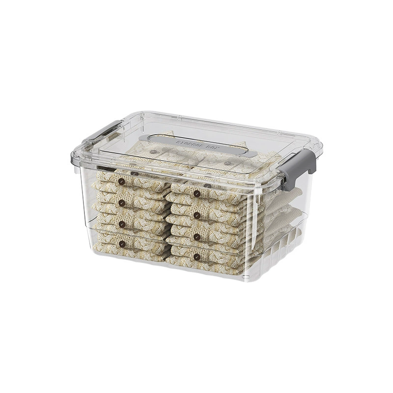 Transparent Storage Box, Thickened Plastic, Locking Handles, Multiple Sizes (Small–XL)