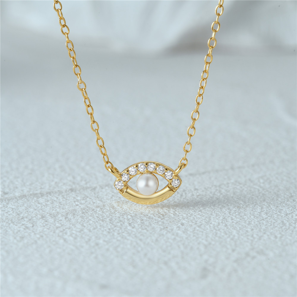 925 Sterling Silver Material 925 Sterling Silver Zircon Plating Inlay Devil's Eye Pendant Necklace