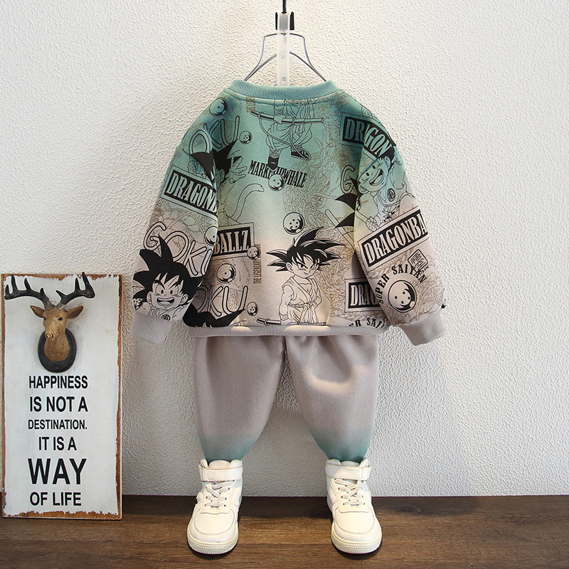 5953 Traje de otoño para niños 2025 Nuevo suéter falso de dos piezas para niños Primavera y otoño Traje de dos piezas deportivo para niños