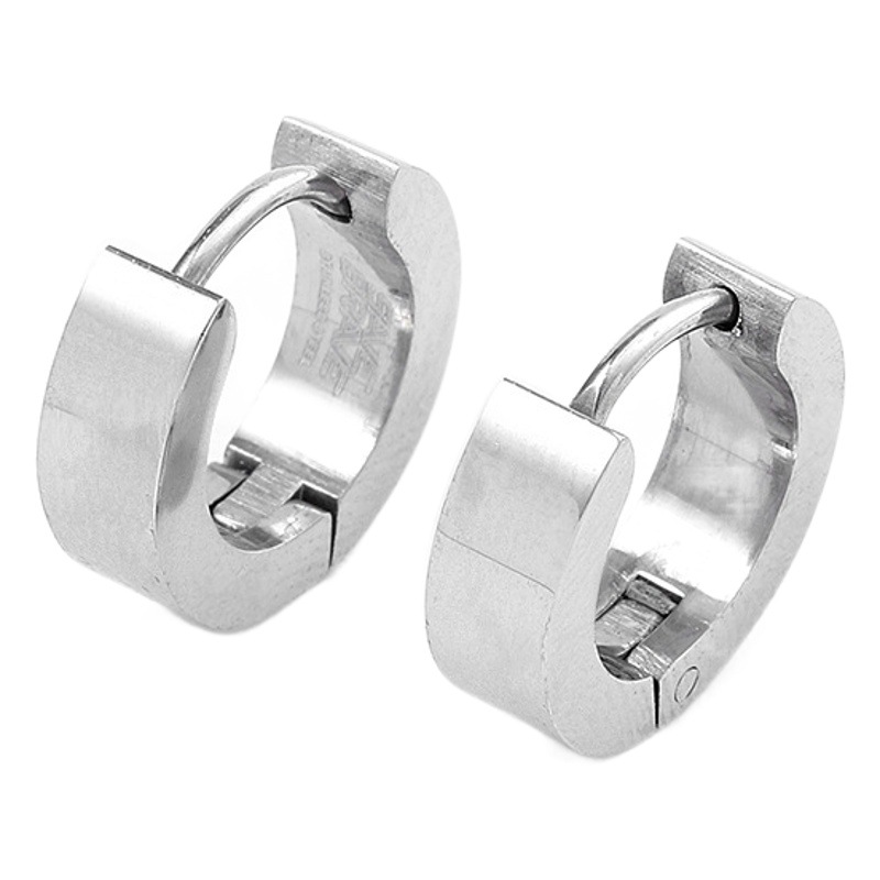 Joyería de acero inoxidable simple anillo brillante diario todo partido titanio acero hebilla pendientes unisex nicho estilo
