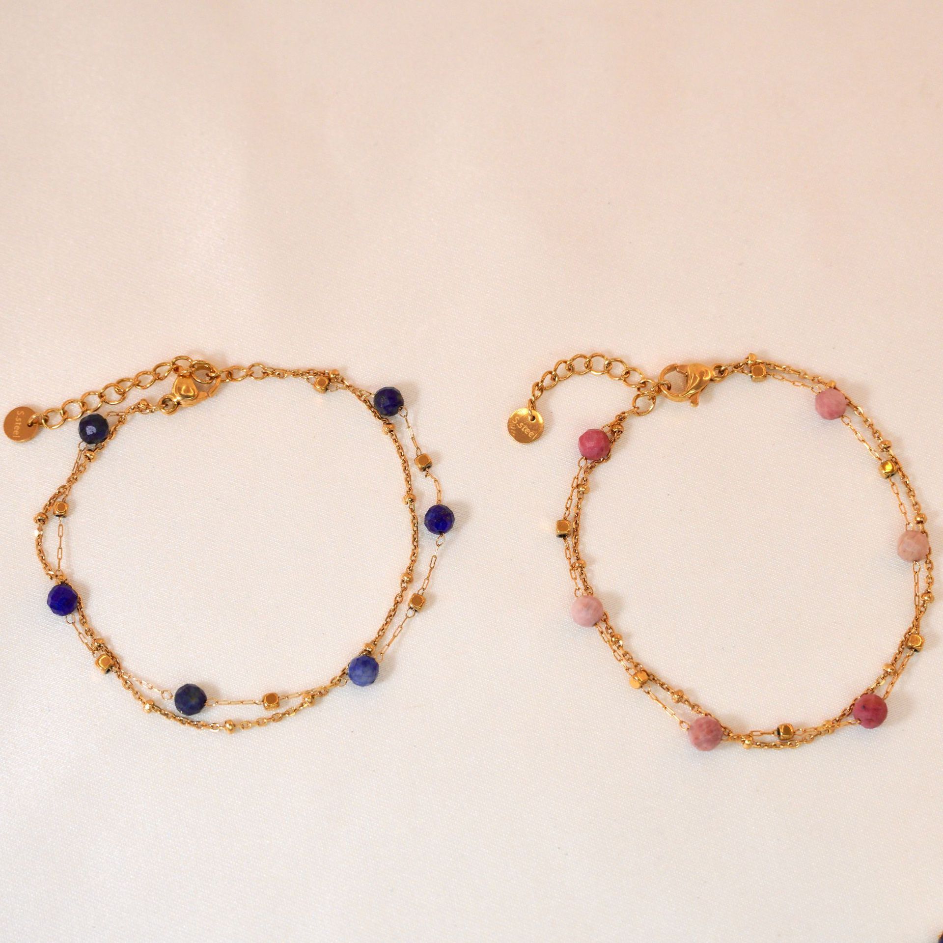 Geometric Pattern Simple Style Geometric Natural Stone Titanium Steel Bracelets In Bulk