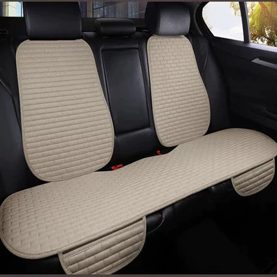 New linen car seat cushion: Seat cushion, seat cover - long-gesma-warm-rice-conjoined-back-row
