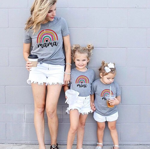 Europe and the United States are popular foreign trade ins, text, fashion brand cartoon, summer men, parent-child clothes, letters, short-sleeved clothes, climbing clothes, T-shirt, cotton